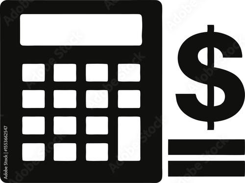 Calculator With Dollar Sign Silhouette Vector Illustration