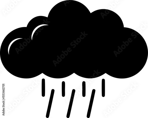 Cloud With Rain Silhouette Vector Illustration 