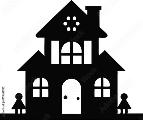 Dollhouse Silhouette Vector Illustration 