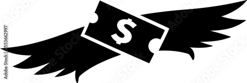 Flying Dollar Style Design Silhouette Vector Illustration
