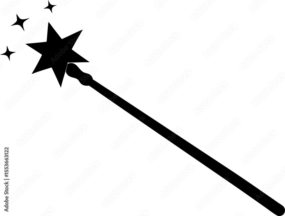 Naklejka premium Magical Wand Silhouette Vector Illustration 