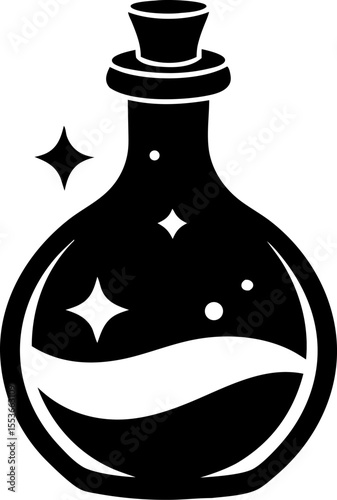 Magic Potion Bottle Silhouette Vector Illustration