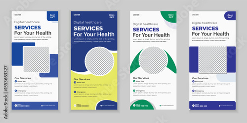 Bundle Medical Roll Up, DL ​​Flyer, and Rack Card Design Template for Your Hospital