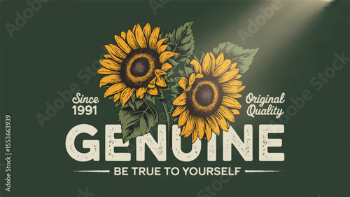 Blooming sunflower vector illustration for a happy birthday card design