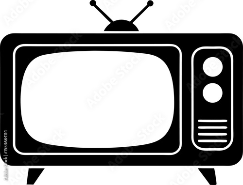 Vintage TV Silhouette Vector Illustration 