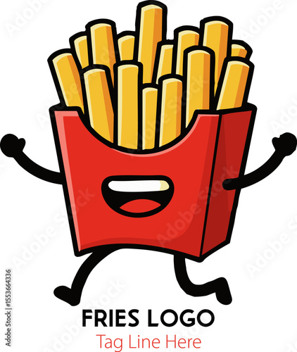 Happy French Fries Character Logo