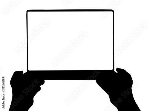 Hands holding blank sign silhouette vector illustration for message board design