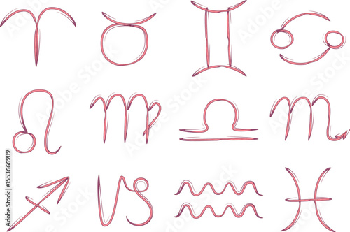 pink purple color abstract creative zodiac horoscope signs vector