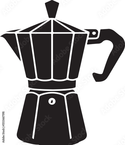 Classic italian moka pot illustration simple black and white coffee brewing device