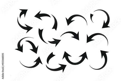 Arrows Collection: A collection of vector arrows in various shapes, sizes, and directions, ideal for illustrating concepts of movement, direction, or progress.  The arrows have a sleek, modern look.