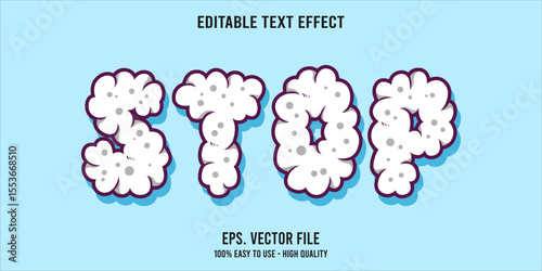 Editable text effect STOP word art typography illustration template style premium vector