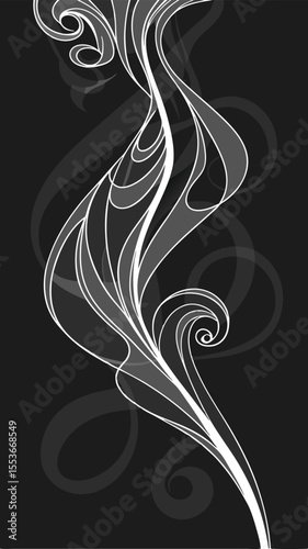 Swirling smoke patterns in vibrant silver and black hues