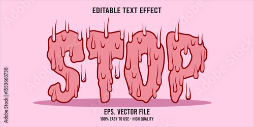 Editable text effect STOP word art typography illustration template style premium vector