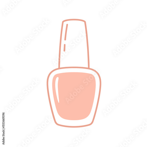 Nail polish bottle outline icon in pastel peach color