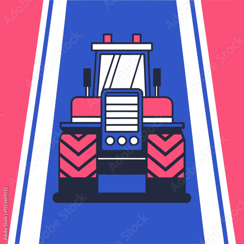 Road roller vehicle icon in bold flat design