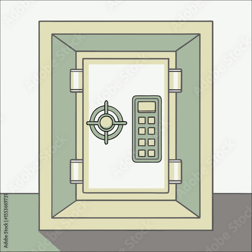 Secure vault door icon with digital lock