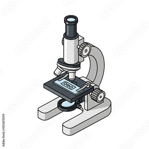 Classic laboratory microscope used for detailed sample analysis.