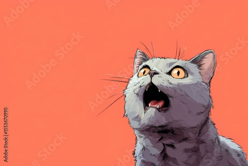 A British Shorthair Cat Portrait Illustration