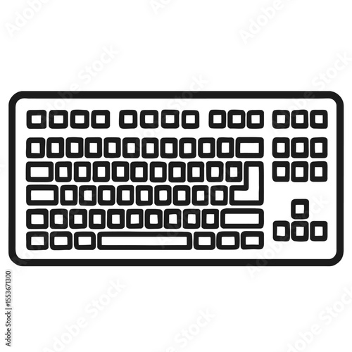 Minimalist Computer Keyboard Outline Vector Icon - Typing and Data Entry Symbol