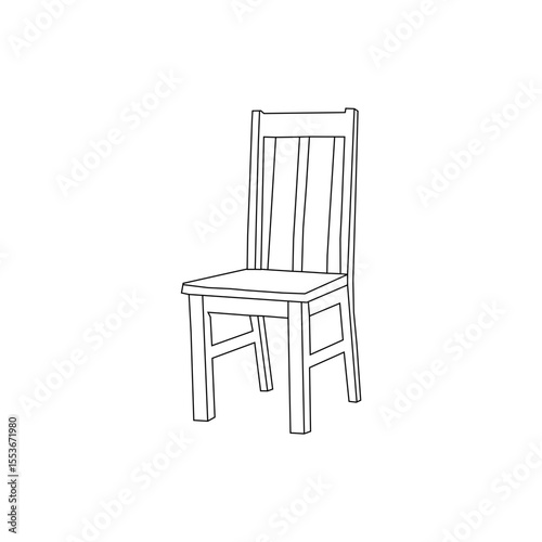 A clean, minimalist line drawing of a wooden chair.