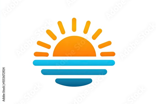 Simple graphic of a sunset over water.