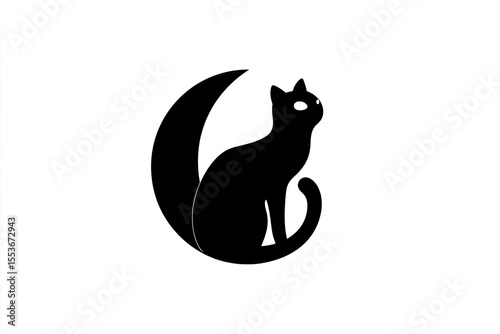 Silhouetted black cat on a crescent moon.