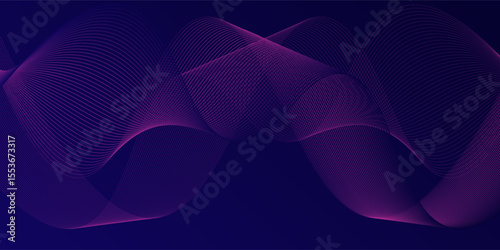 Abstract glowing wave lines on dark blue background. Dynamic wave pattern. Modern flowing wavy lines. Futuristic technology concept. Suit for banner, poster, cover, brochure, flyer, website. eps10