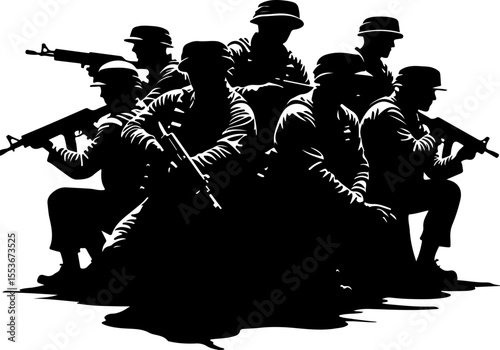 American Army  Soldiers Honoring a Fallen Comrade Vector Bundle