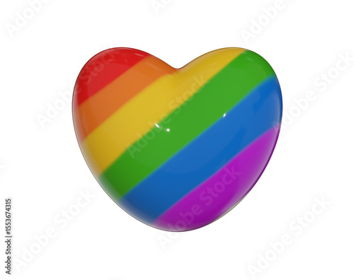 Rainbow heart, celebrating LGBTQ Pride Month element icon. 3D render