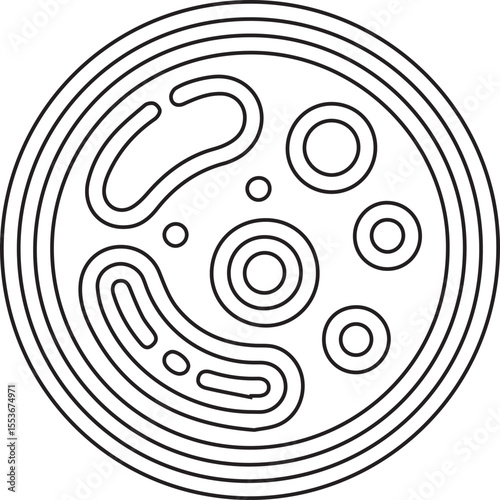 Vector illustration of a biological cell with clean black editable stroke on transparent background perfect for medical diagrams, science infographics, education visuals, and biology presentations

