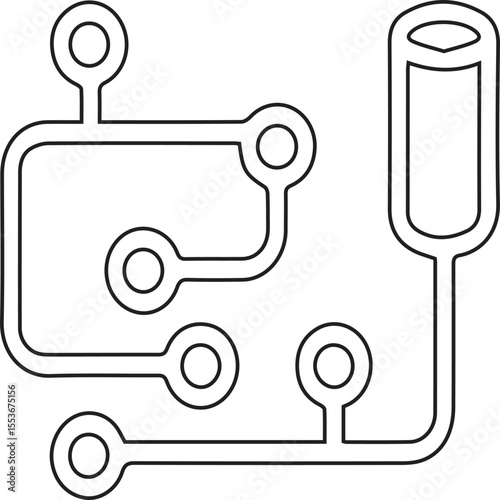 Detailed electronic circuit diagram illustration on transparent background ideal for technology presentations, engineering education, electrical schematics, technical manuals, and science visuals