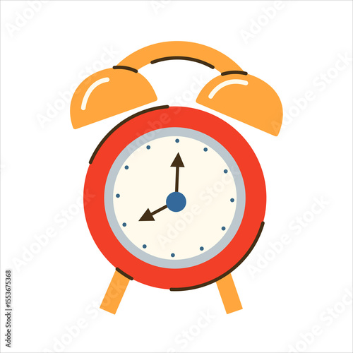 School objects,office supplies and accessories isolated on white, clock