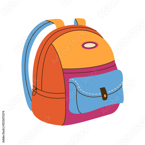 School objects,office supplies and accessories isolated on white, school bag