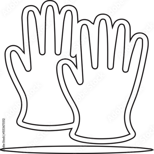 Vector illustration of lab gloves with black editable stroke on transparent background ideal for medical, scientific, laboratory safety visuals, protective equipment designs, and healthcare infographi