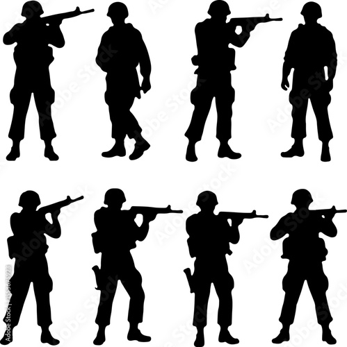 American Army  Soldiers Honoring a Fallen Comrade Vector Bundle