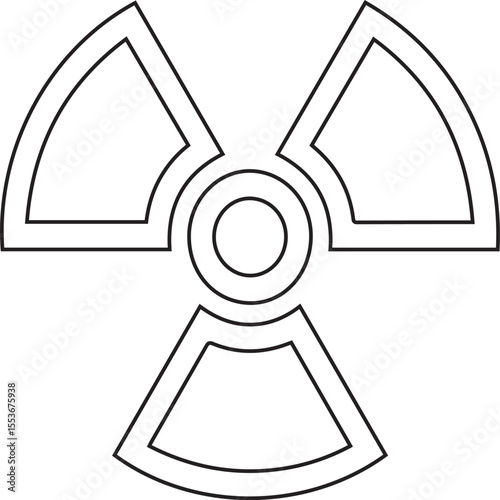 Vector illustration of a radiation hazard symbol with black editable stroke on transparent background ideal for safety signage, nuclear energy visuals, warning icons, and hazard communication designs
