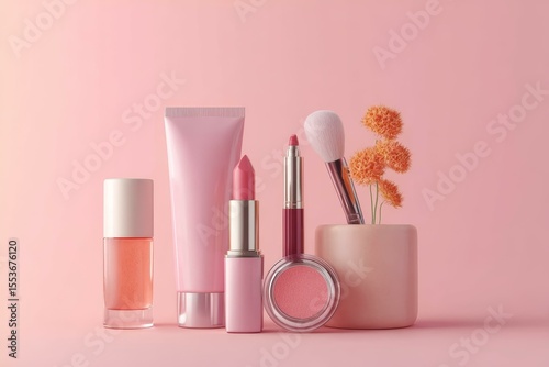 Pink Cosmetic Products Display