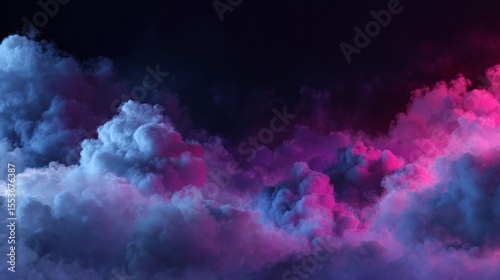 smoke clouds on dark background, gradient background, neon glow
