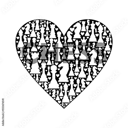 Black and white llustration chess background. Flyer design for illustration chess background. Post for chess tournament, chess day concept