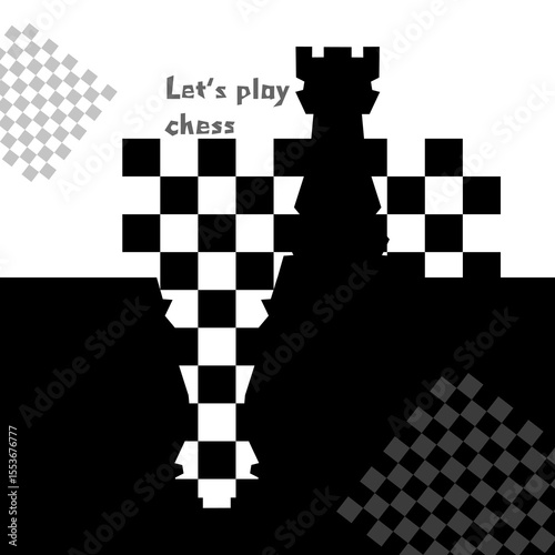 Black and white llustration chess background. Flyer design for illustration chess background. Post for chess tournament, chess day concept