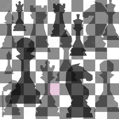 Black and white llustration chess background. Flyer design for illustration chess background. Post for chess tournament, chess day concept
