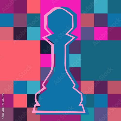 Colorful chess board. Chess board background. Chess board illustration. Chess figure illustration
