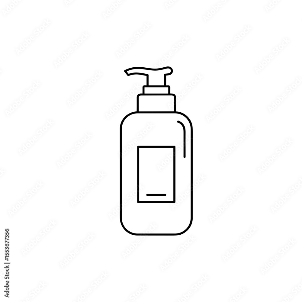 Soap or lotion dispenser bottle line icon for cosmetic skincare design Soap or lotion dispenser bottle line icon for cosmetic skincare design