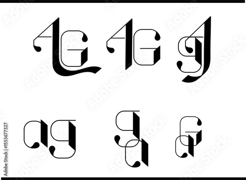 A and G Overlapped Letter Logo – Stylish AG Emblem in Script Calligraphy Style