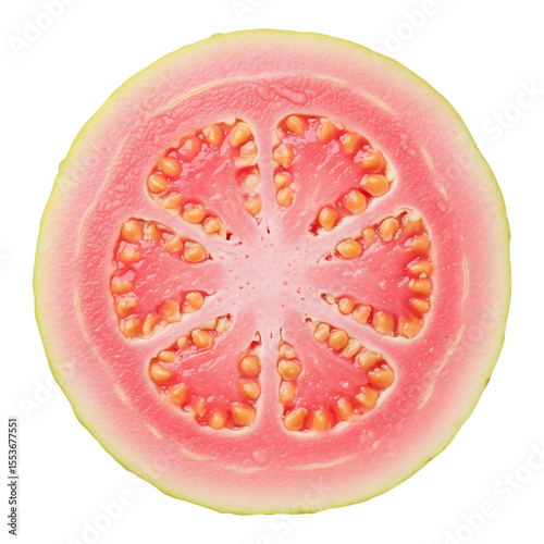 Beautiful  Sliced pink guava fruit image