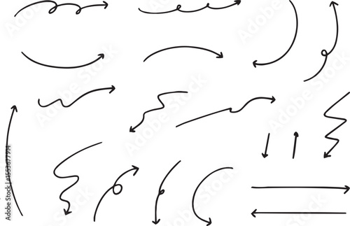 Line art sketch Hand drawn arrow decoration element icon set vector illustration	