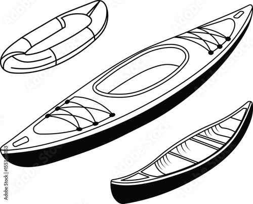 Paddleboard SVG, Paddle Board Vector Silhouette, Kayaks, Canoe, and Paddle Illustration