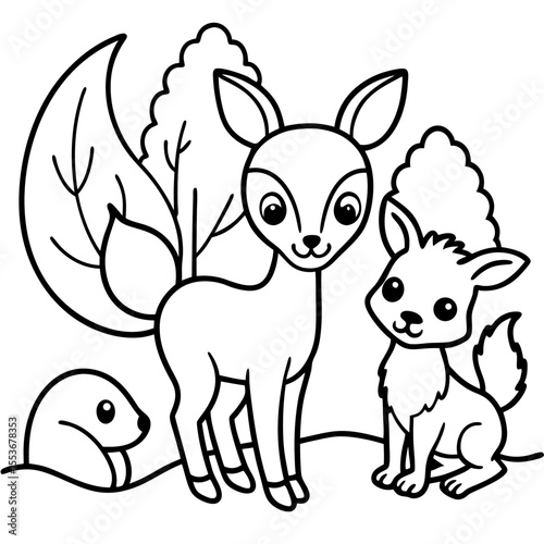  fawn fox and squirrel a baby-deer fawn a curi