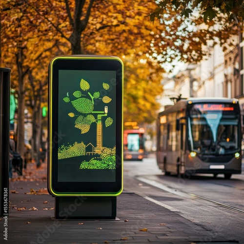 Autumnal Cityscape, Eco-Friendly Digital Signage