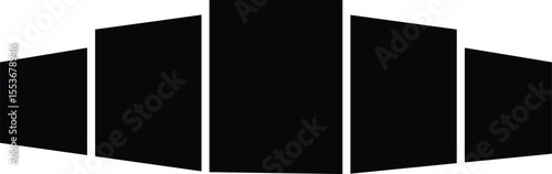 Dynamic Black Trapezoid Shapes Abstract Layout, Modern Geometric Banner Design for Backgrounds, Technology, Presentations, Wide Format Displays, and Digital Art, Customizable Space, Minimalist Vector.